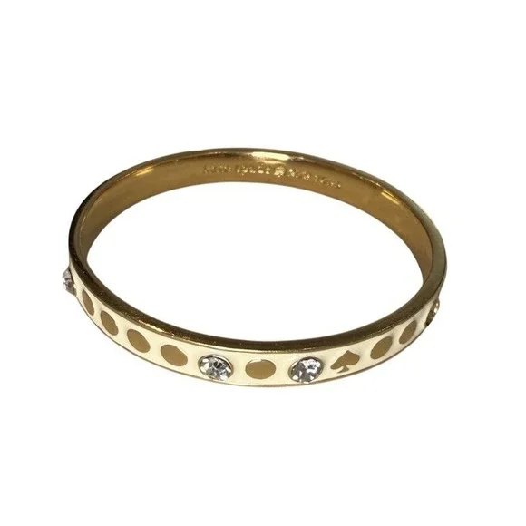 Kate Spade New York Spot the Spade White Gold Tone Bangle Bracelet Women Classic - Picture 2 of 9